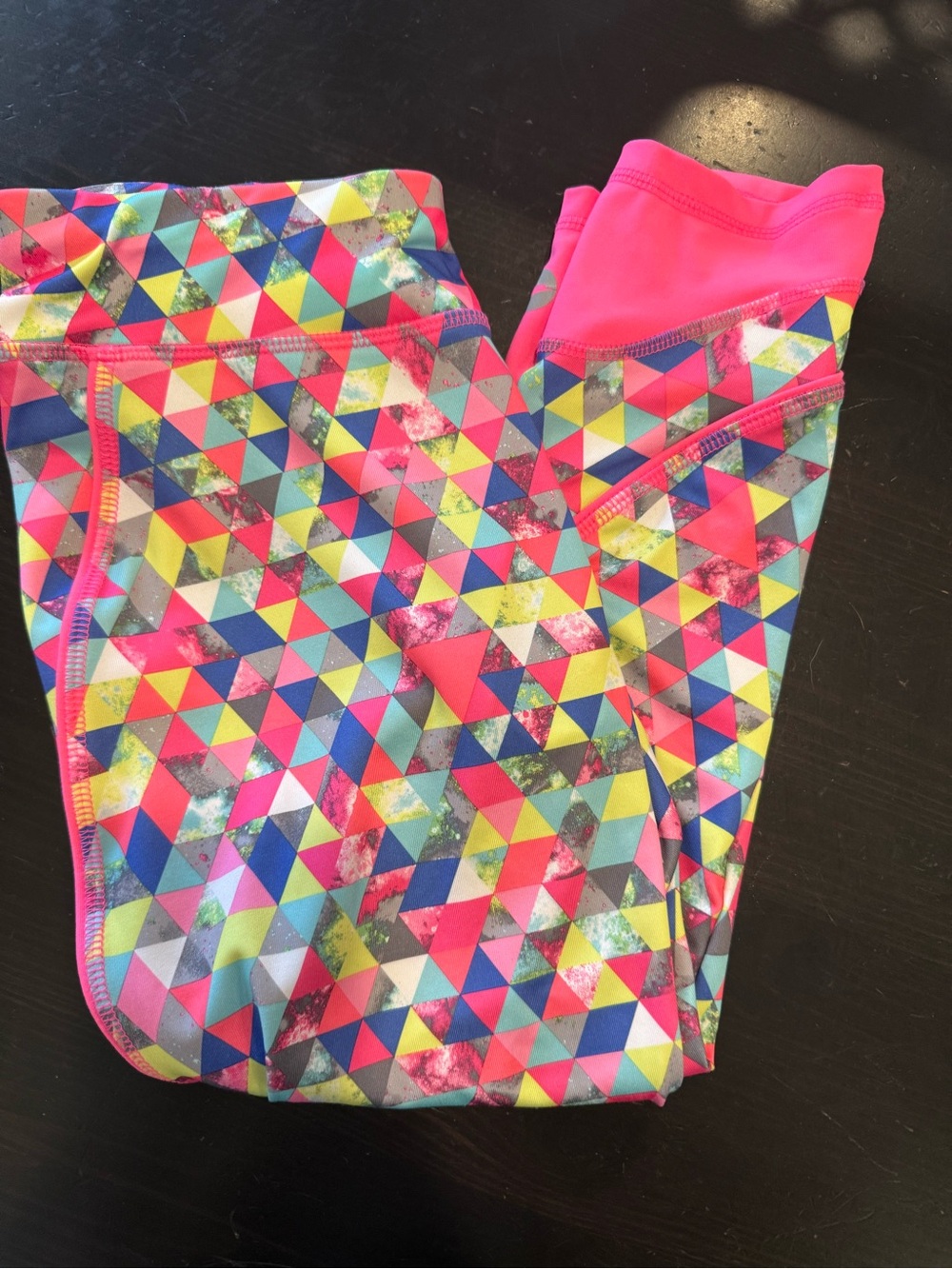 Avia Neon Pink Multicolor Geometric Print Leggings